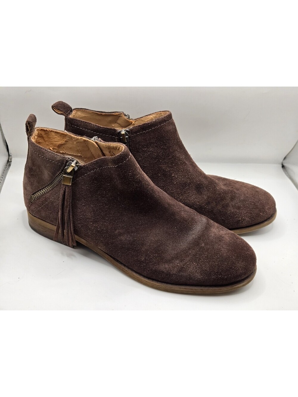 FRANCO SARTO Kaime Brown Suede Leather Booties Ankle Boots Size 8.5 M / 38.5